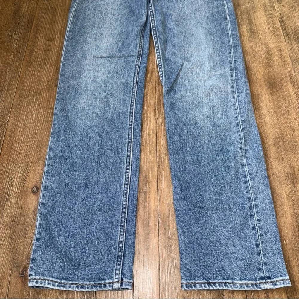 Aritzia Denim Forum The Arlo High Rise Straight Jeans Sz 24 Blue 90s button fly